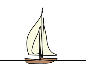 Abstract boat as line drawing on white background. Vector	
