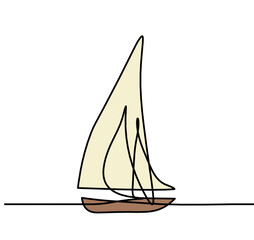 Abstract boat as line drawing on white background. Vector	
