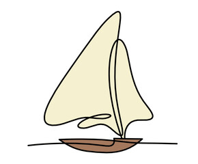 Abstract boat as line drawing on white background. Vector	
