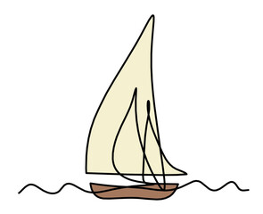 Abstract boat as line drawing on white background. Vector	
