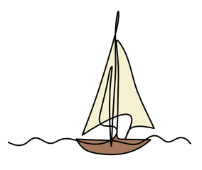 Abstract boat as line drawing on white background. Vector	
