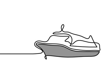 Abstract boat as line drawing on white background. Vector	
