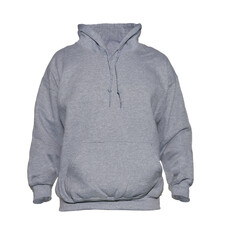 Blank hoodie sweatshirt color gray on invisible mannequin template front view on white background
