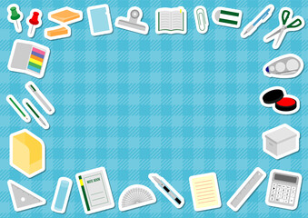シンプルでフラットな文具のフレームイラスト