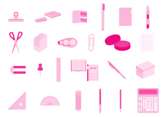 シンプルでフラットな文具のイラストセット