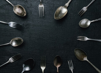 Frame background vintage forks and spoons