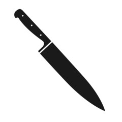Kitchen knife icon design. Chef knife in black color. Isolated vector illustration