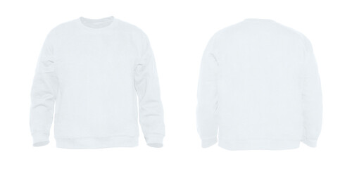 Blank sweatshirt color black on invisible mannequin template front and back view on white...