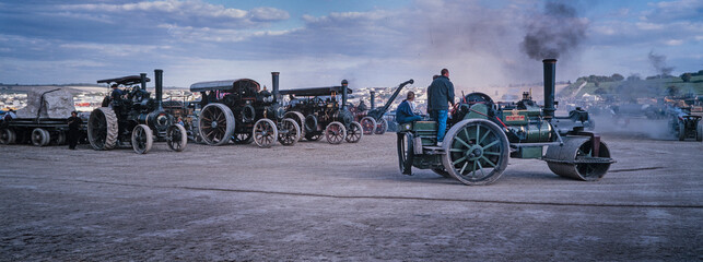 Steam engines at Great Dorset Steam Fair England. Showmen engines.