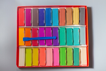 A set of plasticine for modeling in kindergarten or school
