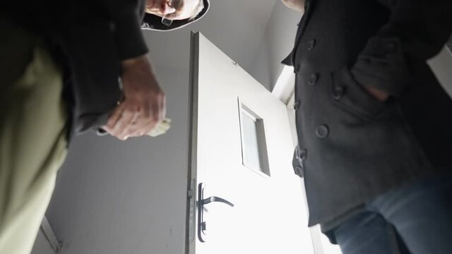 Concept of bribery, drugs and corruption as money changes hands