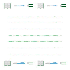 シンプルでフラットな文具のイラストのメモ帳