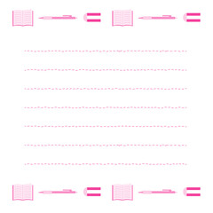 シンプルでフラットな文具のイラストのメモ帳