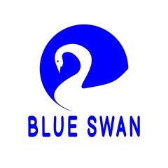 Vector illustration of a white swan in a blue circle