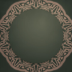 Greeting card in green color with a luxurious brown pattern for your congratulations.