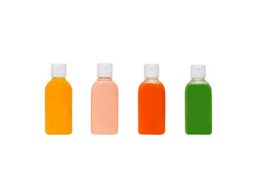 four color plastic bottles isolated