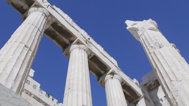 Columns of the Parthenon, at the Acropolis, Athens, Greece.