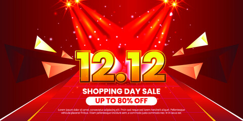 Special day 12.12 Shopping day sale poster or flyer design. 12.12 last month of the year online sale. Eps10 vector illustration