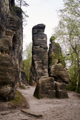Tiske steny or Tisa rocks in the Czech republic in spring