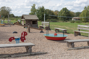 Park for small children with wooden equipment