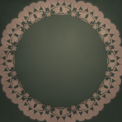 Greeting card template in green color with vintage brown pattern for your congratulations.