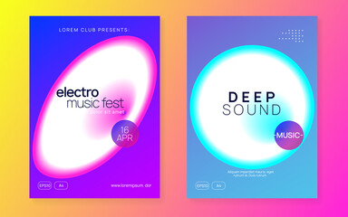 Music Flyer. Modern Trance Event. Jazz Effect For Presentation. House And Nightlife Template. Creative Pattern For Set Shape. Blue And Pink Music Flyer