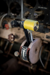 vintage rusty lever inside a airplane