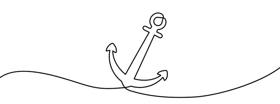 recommend clip art: Continuous line drawing of anchor. Anchor linear icon. One line drawing background. Vector illustration. Anchor continuous line icon.