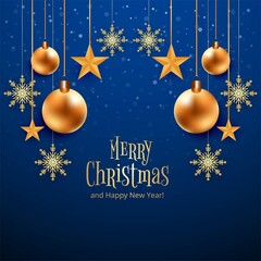 Beautiful merry christmas card celebration blue background