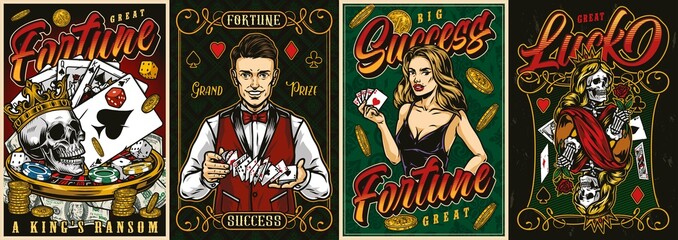 Casino vintage colorful posters