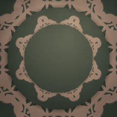 Greeting Leaflet in green with luxurious brown pattern prepared for typography.