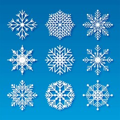 Fototapeta na wymiar Decorative christmas snowflakes set elements design