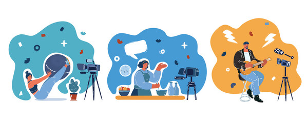 Vector illustration of bolgers make their video