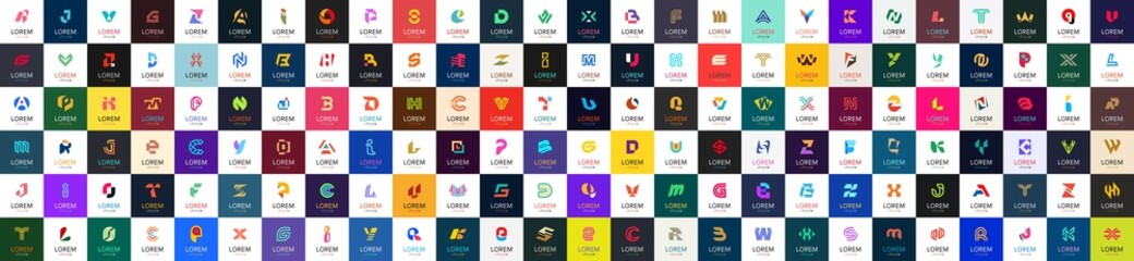 Abstract logos collection with letters. Geometric abstract logos. Icon design 