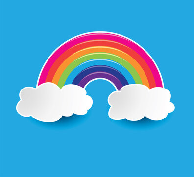 vector symbol of rainbow and clouds in the sky