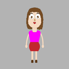 illustration of a cartoons characters and icon of cute pinky girls