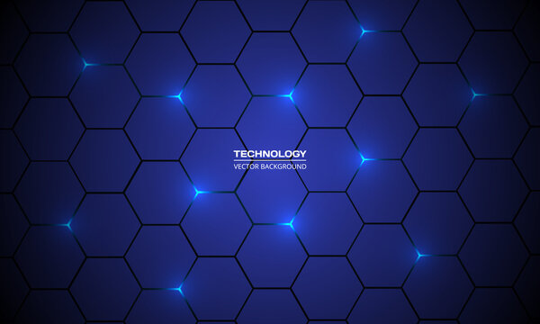 Dark blue hexagon technology futuristic abstract modern background, blue honeycomb texture grid. Vector illustration