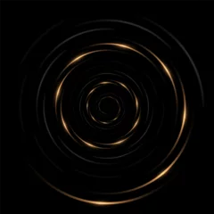 Poster Abstract luxury elegant black and gold spiral circle lines on black vector background. Vector illustration © Biod