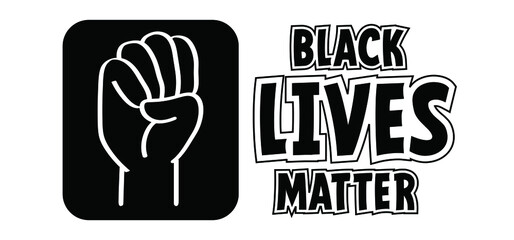 Slogan black lives matter protest in USA to stop violence to black people Fight for human right of Black Free people in U.S. America Flat vector rasism signs Line quote Police, activist Freedom live