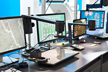 Electronic boards, microscope and monitors