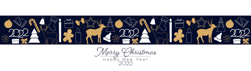 Merry Christmas and Happy New Year 2022 banner.
