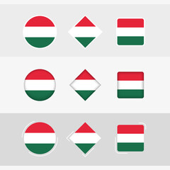Hungary flag icons set, vector flag of Hungary.