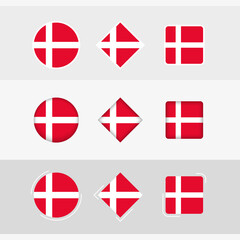 Denmark flag icons set, vector flag of Denmark.