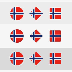 Norway flag icons set, vector flag of Norway.