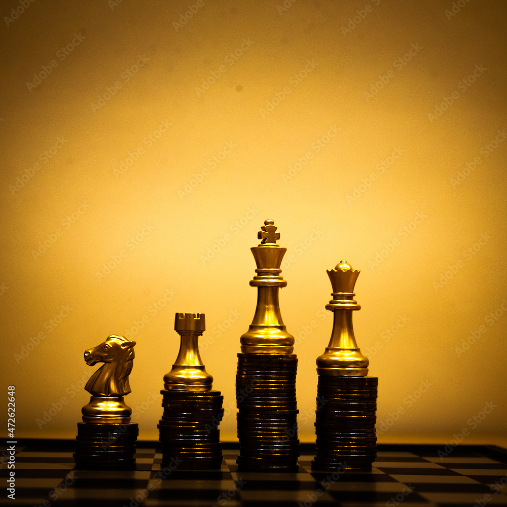 Poster chess board game to represent the business strategy with competition in the world market. and find o