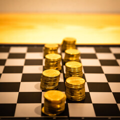 Gold coins stacks is representing riches and wealth management. Coin stack growing and find out the way to get a return on investment. Finance and money exchange investment as concept.