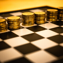 Gold coins stacks is representing riches and wealth management. Coin stack growing and find out the way to get a return on investment. Finance and money exchange investment as concept.