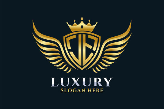 Luxury royal wing Letter JT crest Gold color Logo vector, Victory logo, crest logo, wing logo, vector logo template.