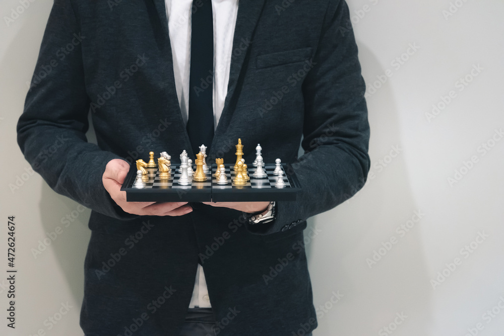 Poster chess board game to represent the business strategy with competition in the world market. and find o