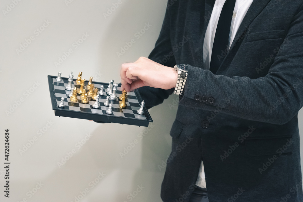 Poster chess board game to represent the business strategy with competition in the world market. and find o
